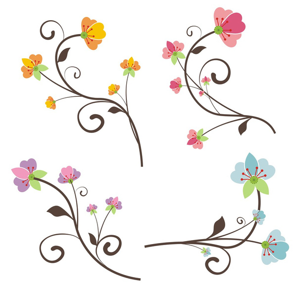 Branch design set in a single style, vector illustration series. - Vector, Image