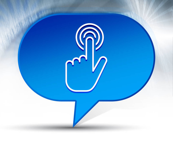 Kéz kurzor kattintson ikon kék buborék háttér - Fotó, kép