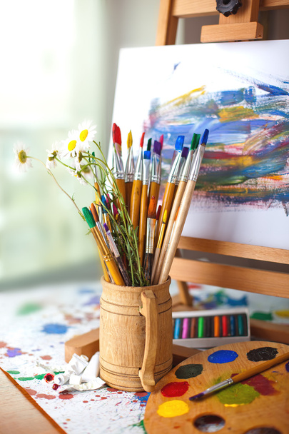 Paints and brushes - Фото, изображение