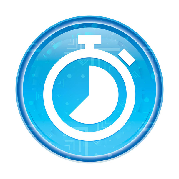 Stopwatch icon Floral blauwe ronde knop - Foto, afbeelding