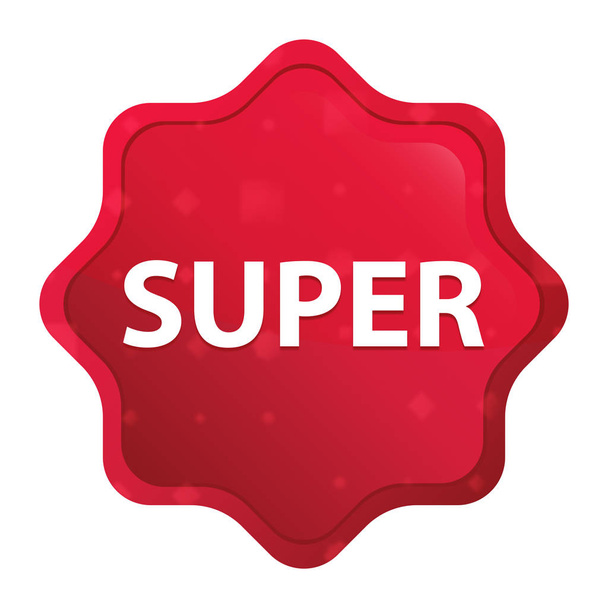 スーパー霧のバラ赤いスターバーストステッカーボタン - 写真・画像