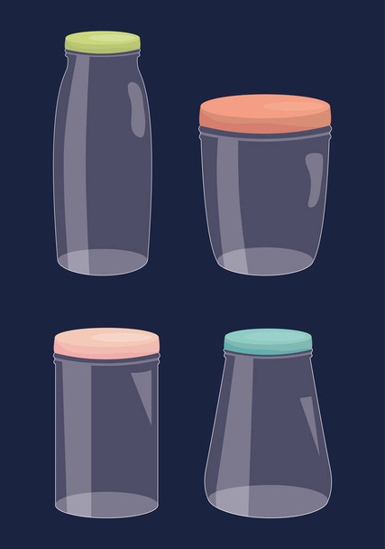 set of mason jars colorful vector illustration design - Vector, Image