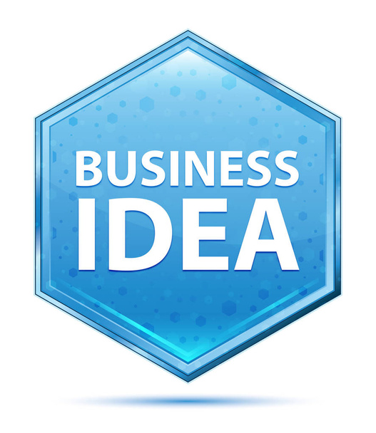 Business Idea crystal blue hexagon button - Fotografie, Obrázek