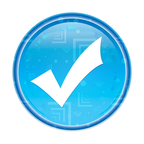 Checkmark icon floral blue round button - Photo, Image