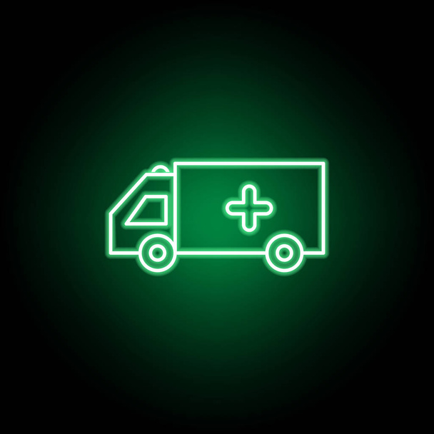 Medical, ambulance icon in neon style. Element of medicine illustration. Signs and symbols icon can be used for web, logo, mobile app, UI, UX - Vector, Image
