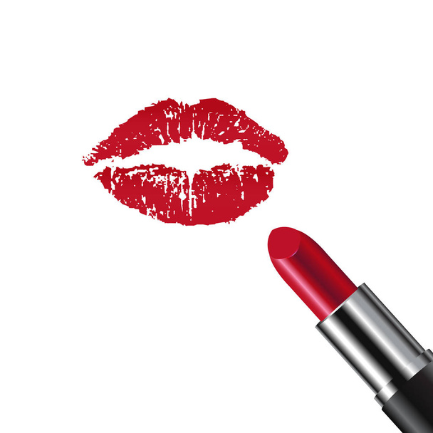 Lipstick Kiss Print White background With Gradient Mesh, Vector Illustration - Вектор,изображение