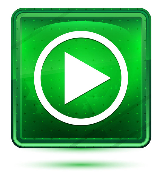 Reproducir icono neón luz verde botón cuadrado
 - Foto, Imagen