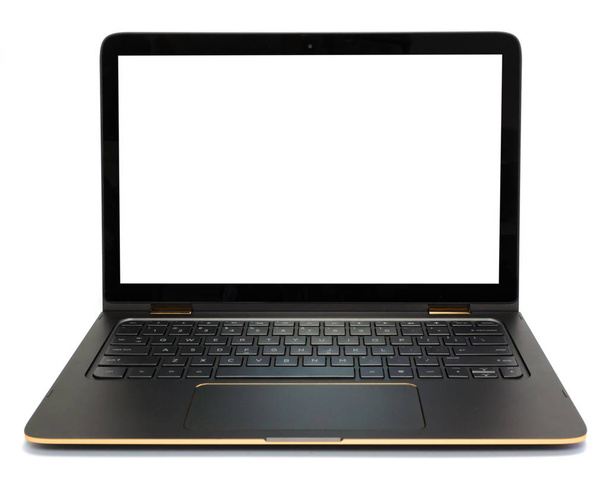 zlatý notebook s černou obrazovkou - Fotografie, Obrázek