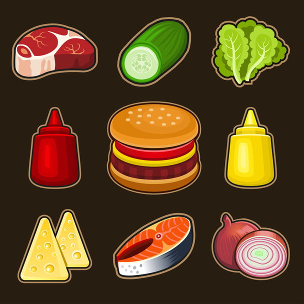 Burger icons set - Vektor, kép
