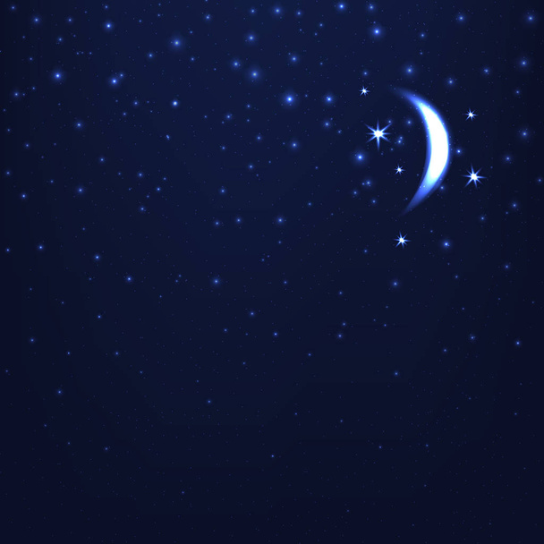 Night Starry Sky Blue Space Background - Vector, Image