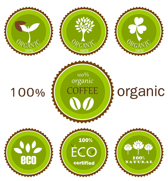 Eco organic labels - Vektör, Görsel