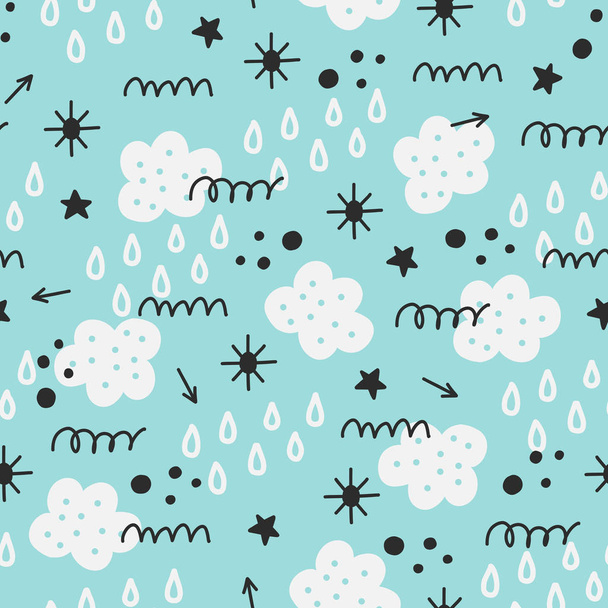 Seamless summer doodle pattern - Vector, imagen