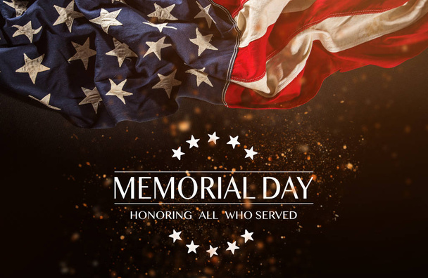 American flag with the text Memorial day. - Foto, Imagem
