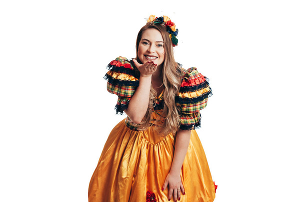 Brazilian woman wearing typical clothes for the Festa Junina - June festival - Photo, image