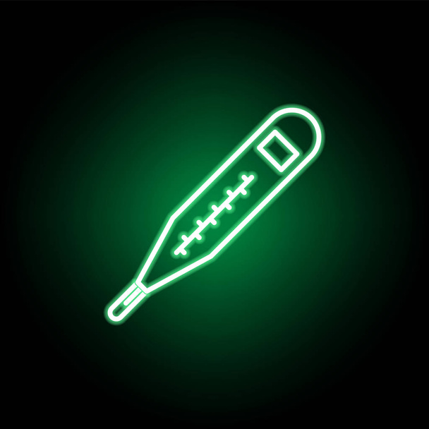 Orvosi, hőmérő ikon neon stílusban. Eleme az orvostudomány illusztráció. Jelek és szimbólumok ikon lehet használni a weben, logó, mobil alkalmazás, UI, UX - Vektor, kép