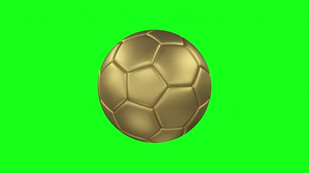 3D απόδοση μιας χάλκινης μπάλας. Περιστρεφόμενο χάλκινο μπαλάκι ποδοσφαίρου σε πράσινη οθόνη απομονωμένη φόντο. Πλήκτρο αποχρώσεων. Κινούμενη κίνηση βρόχου χωρίς ραφές - Πλάνα, βίντεο