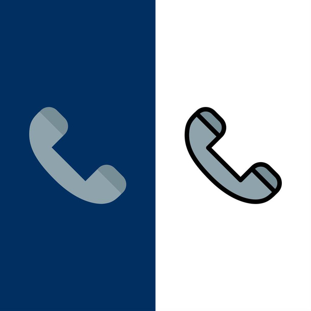 Llamada, Contacto, Teléfono, Iconos telefónicos. Ico Lleno de Plano y Línea
 - Vector, Imagen