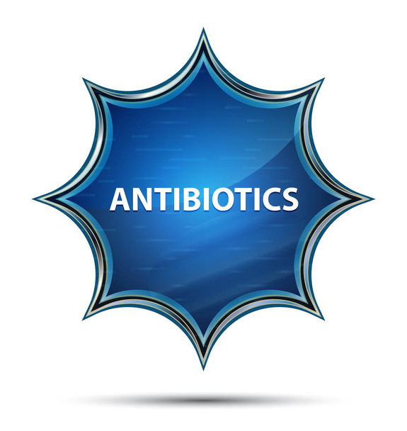Antybiotyki magiczne szkliste Sunburst niebieski przycisk - Zdjęcie, obraz