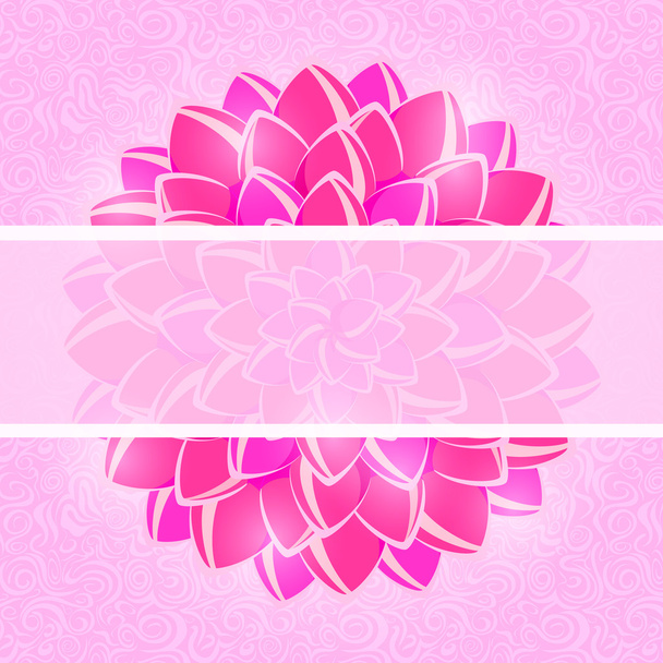 Card with Pink Flower and Horizontal Place for Text. - Вектор, зображення