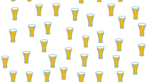 Текстура бесшовный узор из набора радуги хороший вкусный освежающий алкогольные напитки хмеля светлое и темно-солодовое пенное пиво в стаканах, кружки на белом фоне. Векторная иллюстрация
 - Вектор,изображение