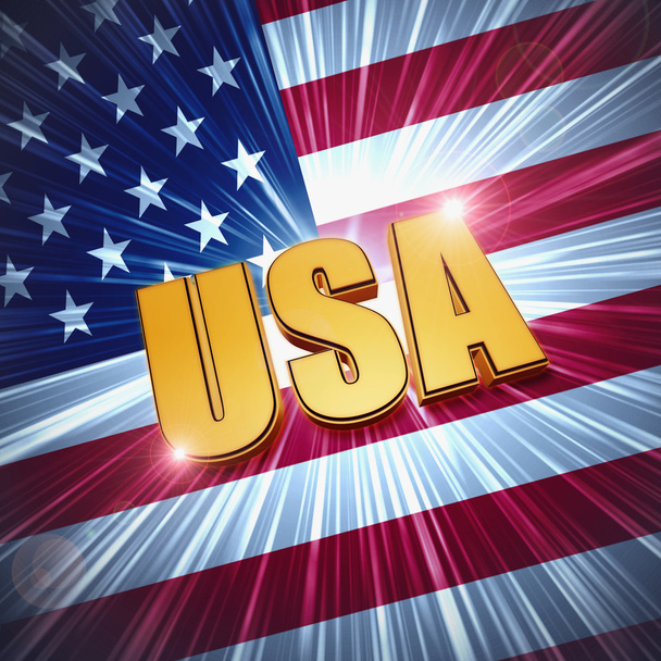 USA with shining american flag - Foto, imagen
