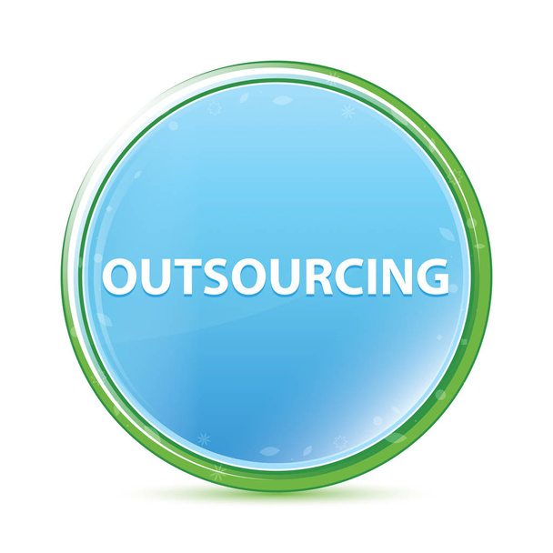 Outsourcing natural aqua cyan blue round button - Photo, Image