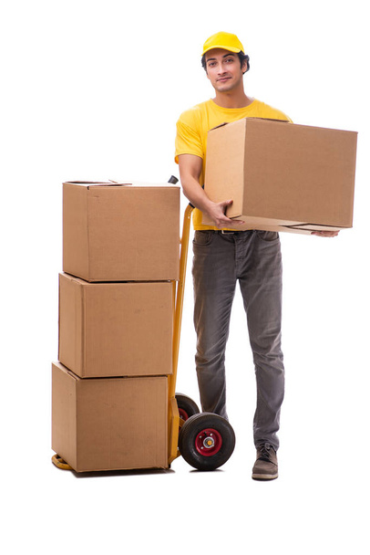 Mladý muž courier s box  - Fotografie, Obrázek