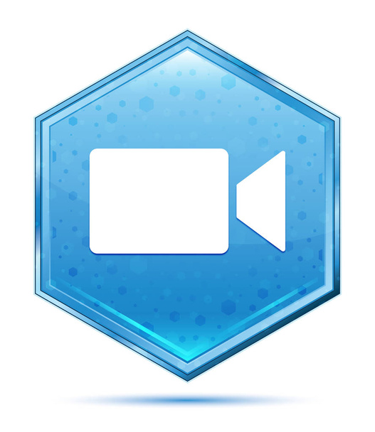 Ikona videokamery – modrý šestiúhelník - Fotografie, Obrázek
