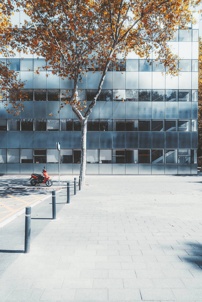 Calle con bicicleta y edificio de oficinas
 - Foto, Imagen