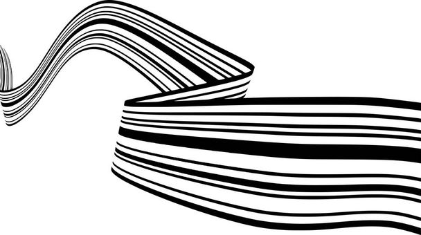 Abstract black and white stripes smoothly bent ribbon geometrica - Фото, изображение