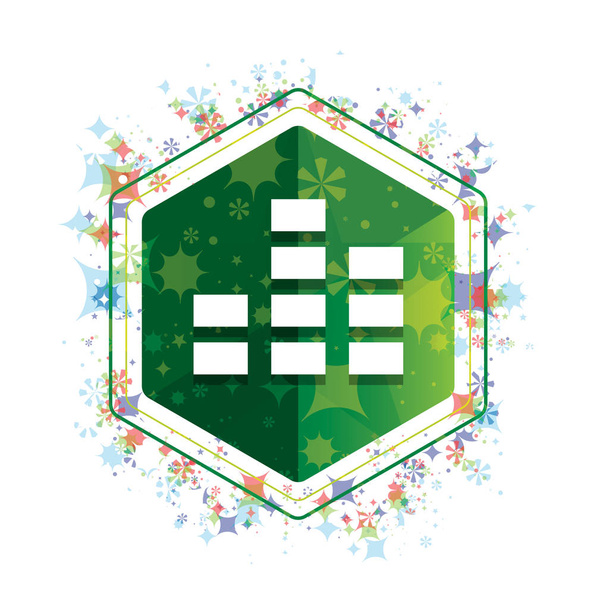 Equalizer ikon virágos növények minta zöld Hexagon gomb - Fotó, kép