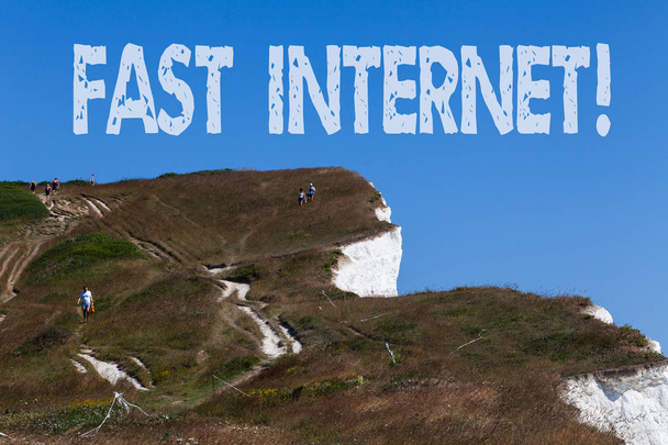 Conceptual hand writing showing Fast Internet. Business photo text term used for Internet service that is faster than the average. - Photo, Image