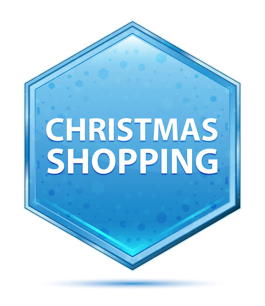 Navidad Compras cristal azul hexágono botón
 - Foto, Imagen