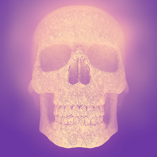 Computer generated abstract plastic wire skull surrounded by pink mist. Geometric modern pattern. 3d rendering - Valokuva, kuva