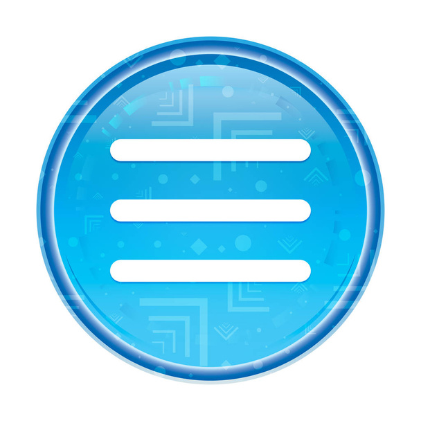 Hamburger menu bar icon floral blue round button - Photo, Image