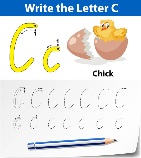 Γράμμα C ιχνοφύλλων αλφαβήτου - Διάνυσμα, εικόνα