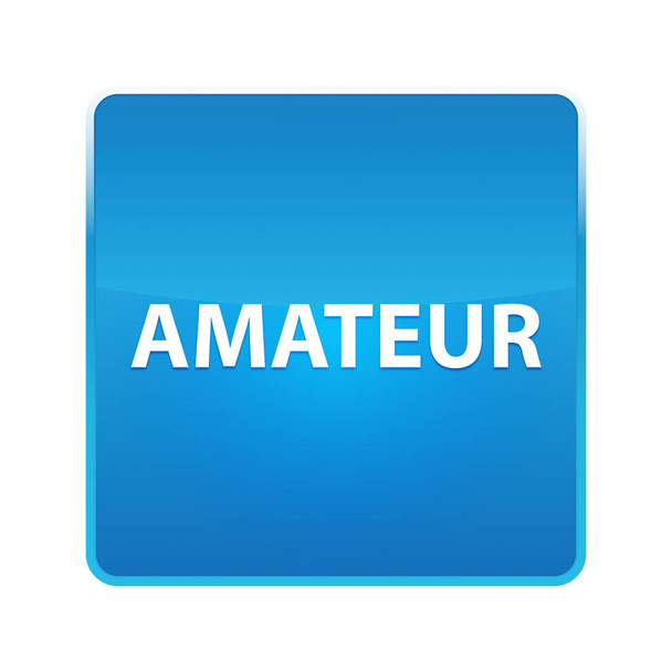Amateur shiny blue square button - Photo, Image