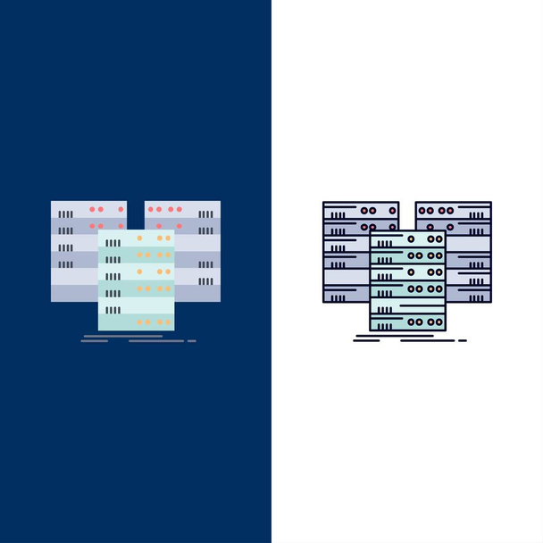 Centro, centro, dados, banco de dados, servidor Flat Color Icon Vector
 - Vetor, Imagem