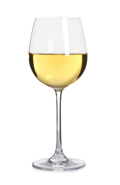 Glass of delicious expensive wine on white background - Φωτογραφία, εικόνα