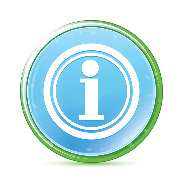 Információs ikon természetes Aqua cián kék kerek gomb - Fotó, kép