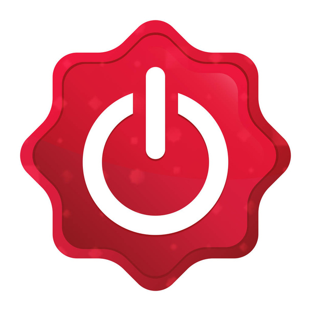 Power icon Misty Rose Rode Starburst sticker knop - Foto, afbeelding