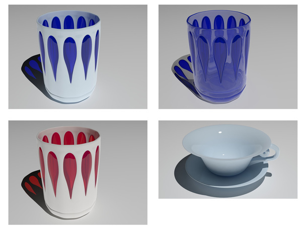 3d set of glasses and a cup - Photo, Image