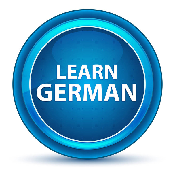 Tanulj német Eyeball kék kerek gomb - Fotó, kép