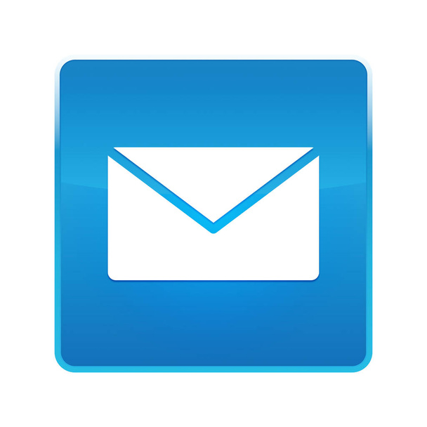 E-mail pictogram glanzende blauwe vierkante knop - Foto, afbeelding