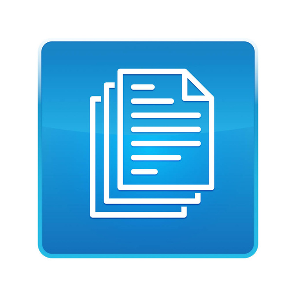 Εικονίδιο εγγράφων σελίδας με γυαλιστερό μπλε τετράγωνο κουμπί - Φωτογραφία, εικόνα