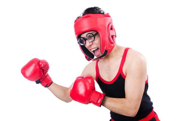 Смешной боксер изолирован на белом фоне - Фото, изображение