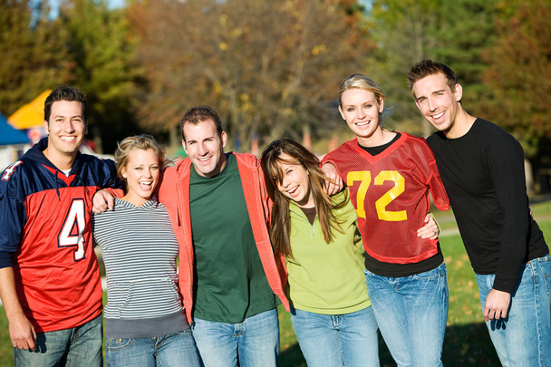 Football: Group of Friends on an Autumn Day - Photo, image