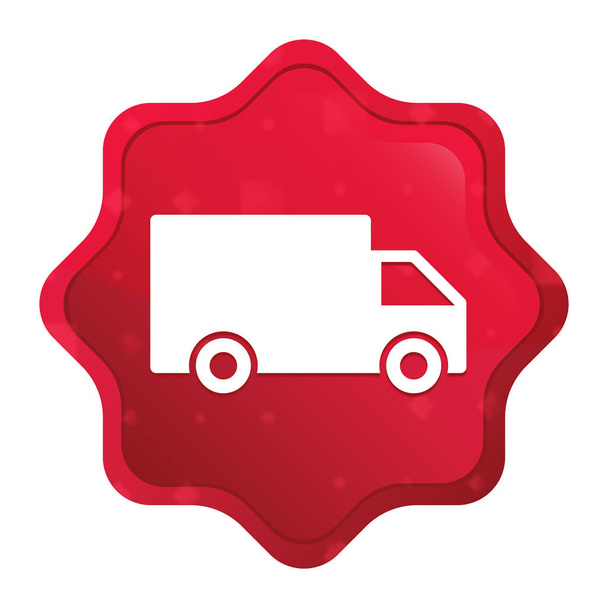 Szállítási teherautó ikon ködös Rózsa piros bélyeg gomb - Fotó, kép