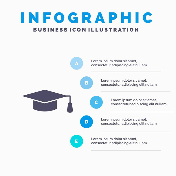 Studium, Ausbildung, Abschluss Hut solide Ikone Infografik 5 st - Vektor, Bild