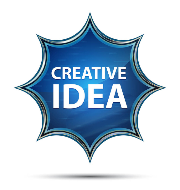 Ideia criativa mágico vítreo sunburst botão azul
 - Foto, Imagem